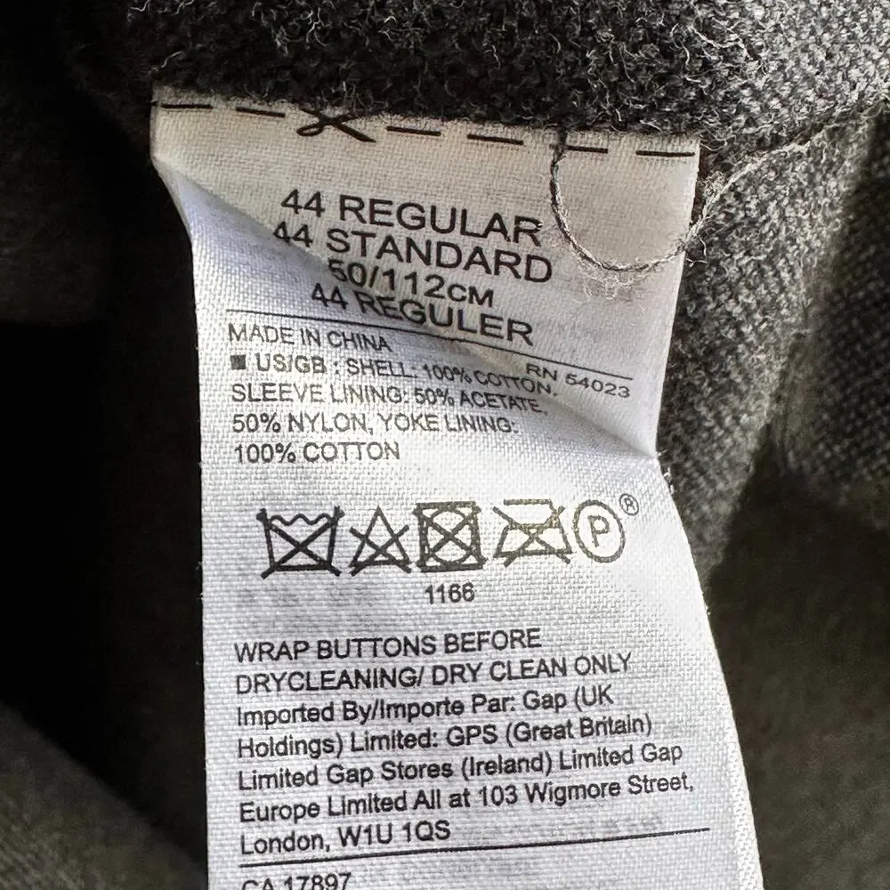 Banana Republic Slim Fit Blazer 44R Gray Cotton Sport Coat